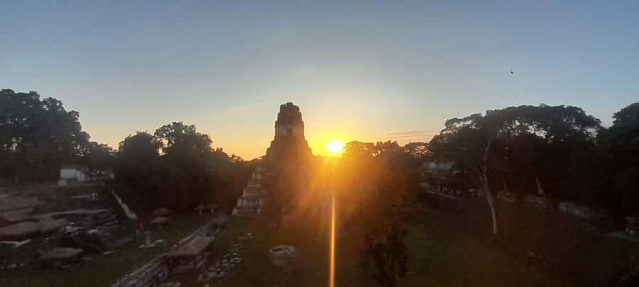 From Flores: Tikal Sunset Tour - The Lost World sunset viewpoint