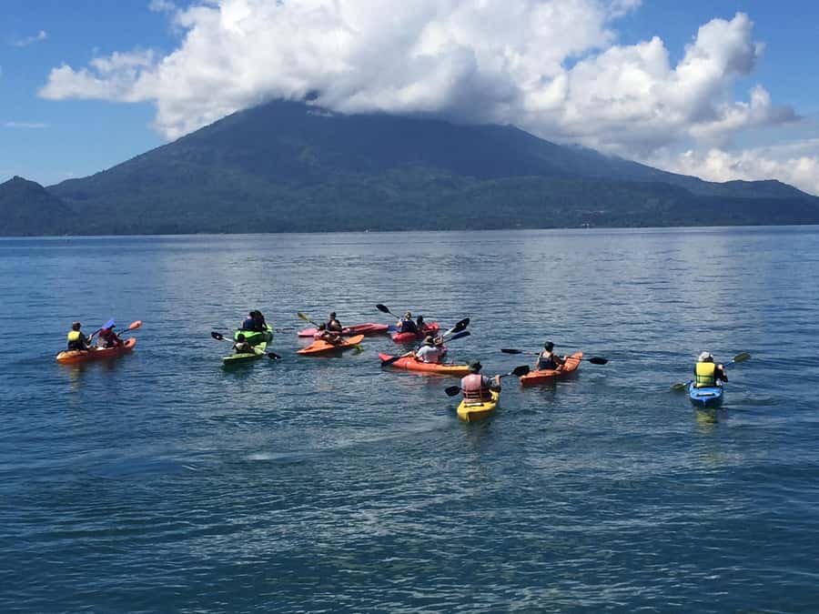 Kayak Hike Adventure. Visit Tzununa, Jaibalito, Santa Cruz - Changing from paddling gear to hiking clothes