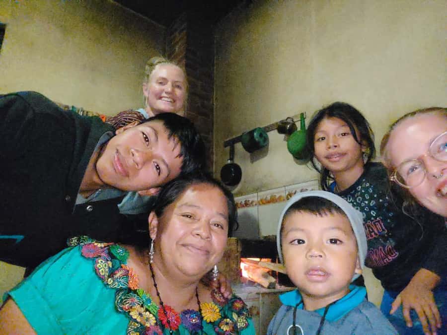 Mayan Home Stay San Jorge Lake Atitlan - Wearing Maya clothing and taking photos